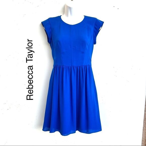 Rebecca Taylor Royal Blue Dodger Blue cap sleeve Dress size 0 - Picture 1 of 7